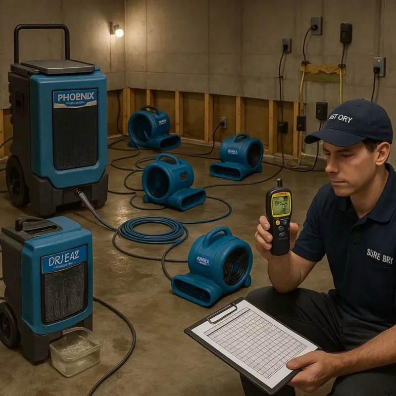 Structural Drying and Dehumidification process in Itasca, TX
